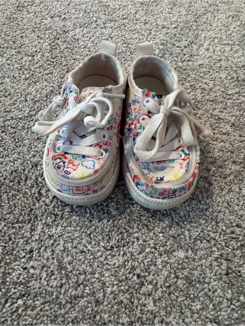 Toddler White Canvas Sneakers with Colorful Print